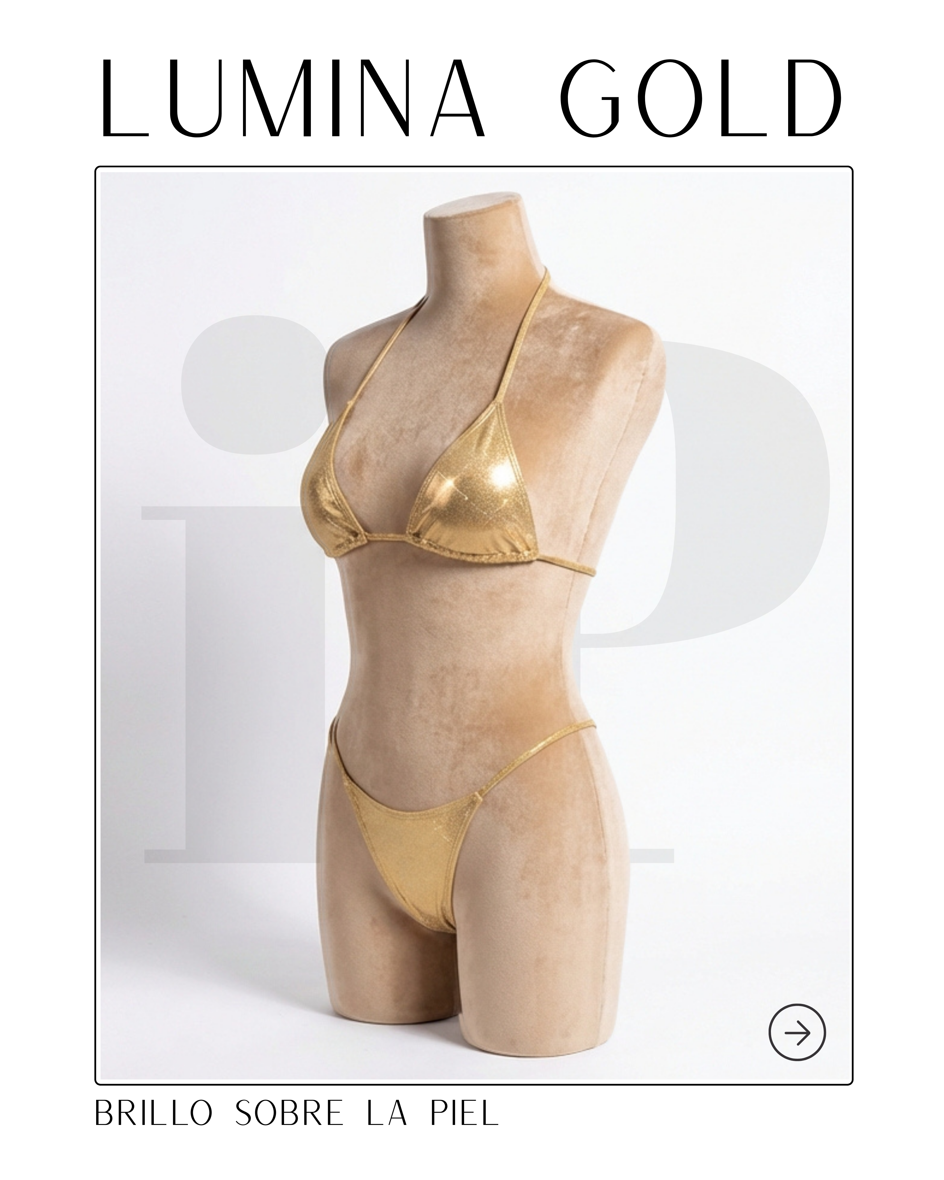 LUMINA GOLD – Bikini Brillante de Alto Impacto